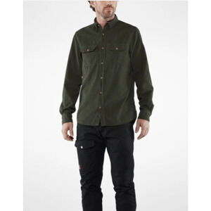 Fjallraven Shirt Mens Medium Green Button Up Long Sleeve Ovik Cord